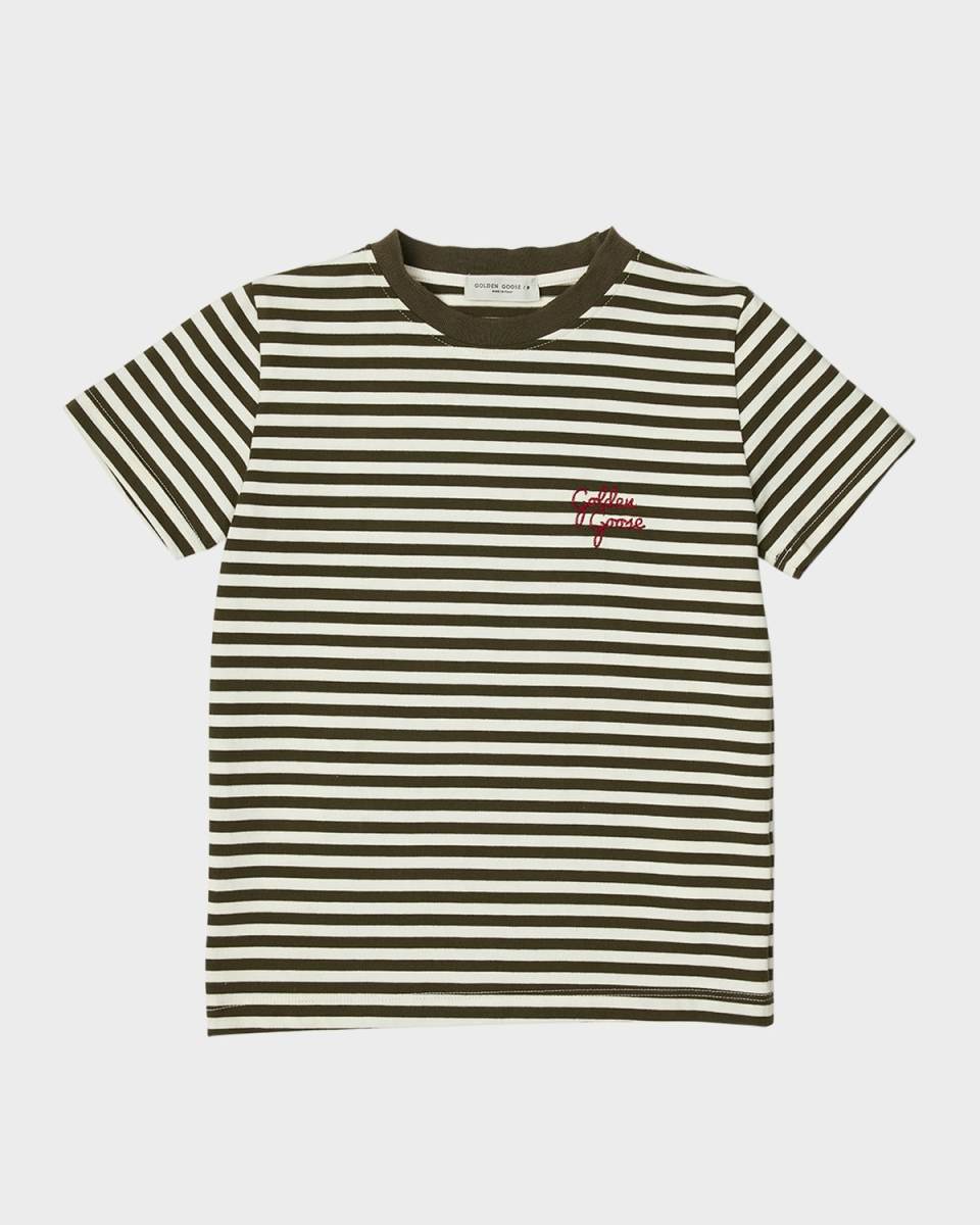 Boy's Logo-Print Striped Jersey T-Shirt, Size