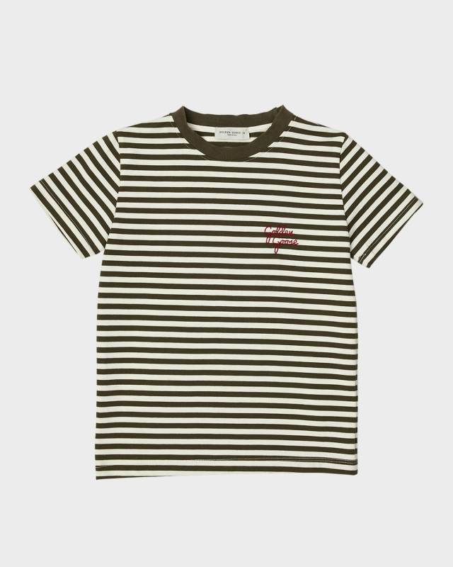 Boy's Logo-Print Striped Jersey T-Shirt, Size