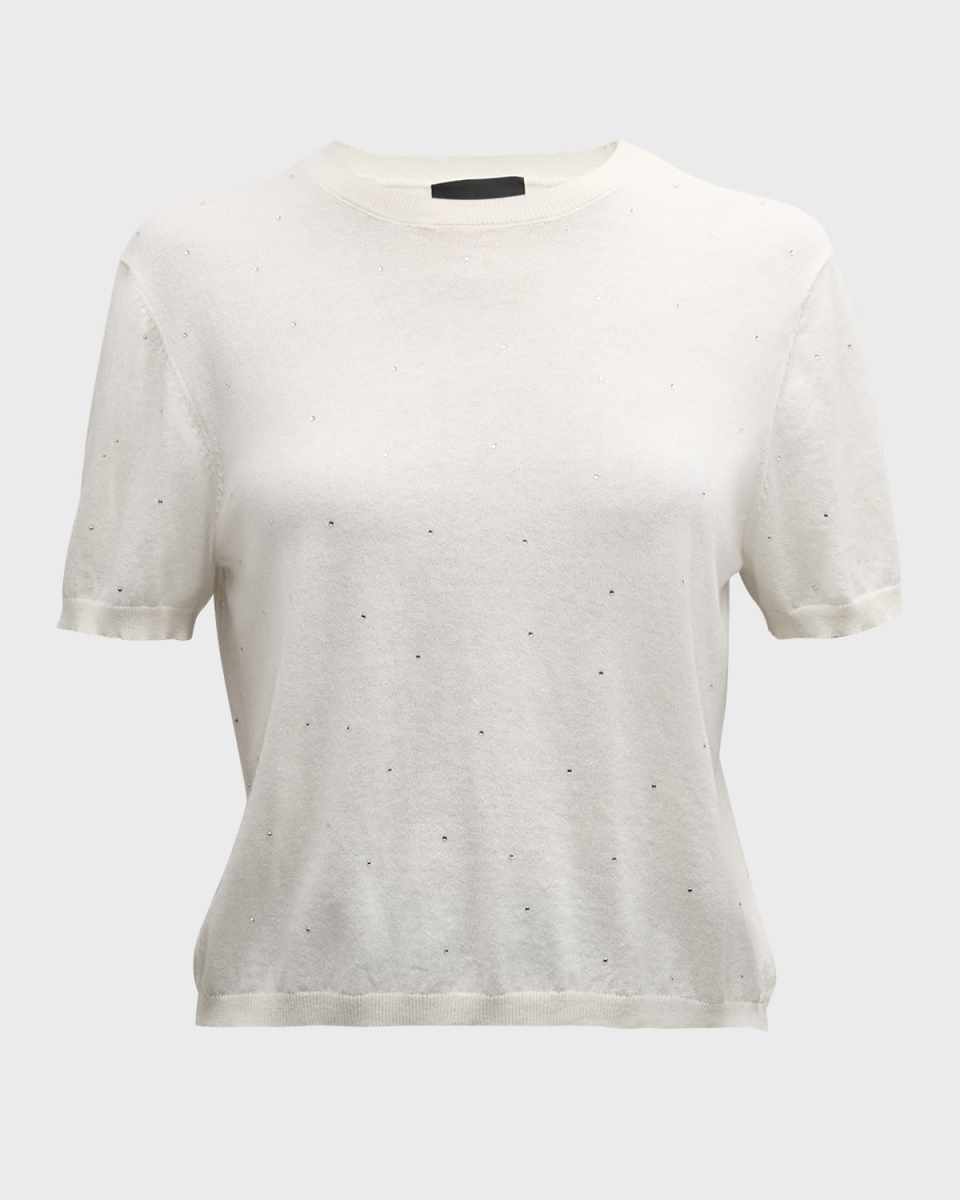Short-Sleeve Cashmere Crewneck Top
