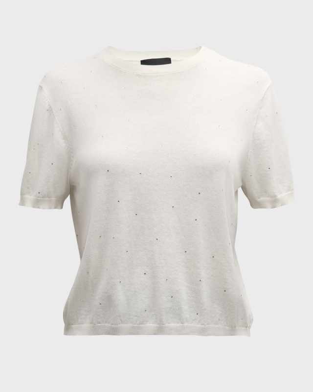 Short-Sleeve Cashmere Crewneck Top