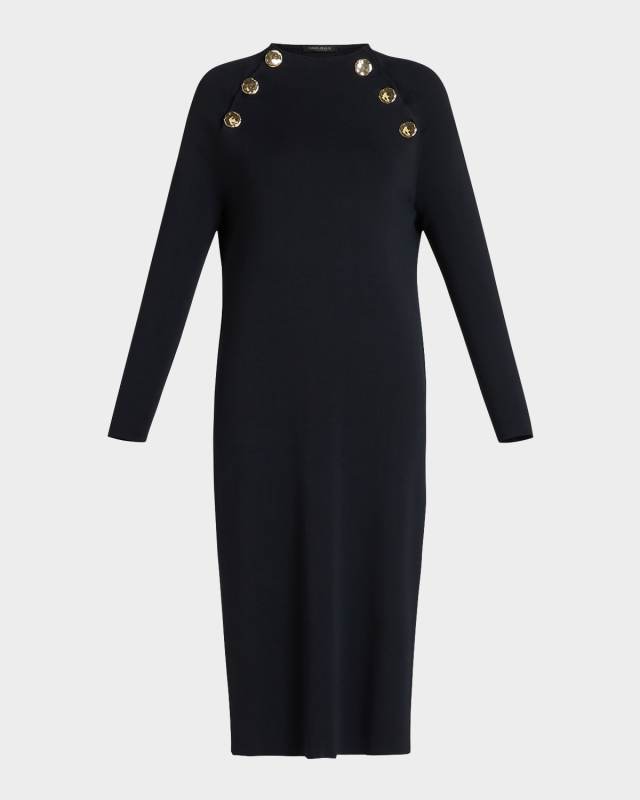 Plus Size Loretta Button-Embellished Midi Dress
