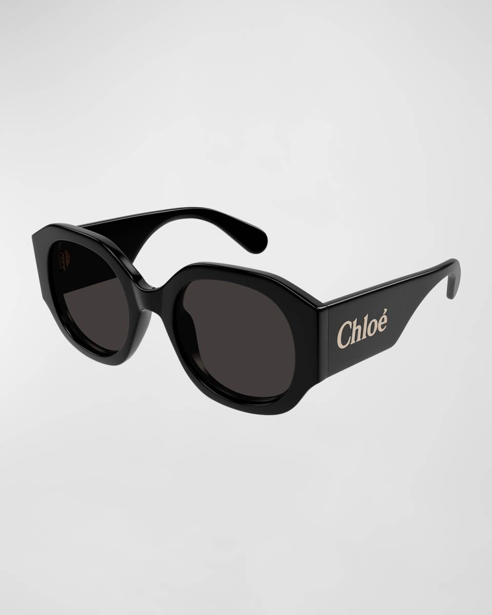Logo Acetate Round Sunglasses