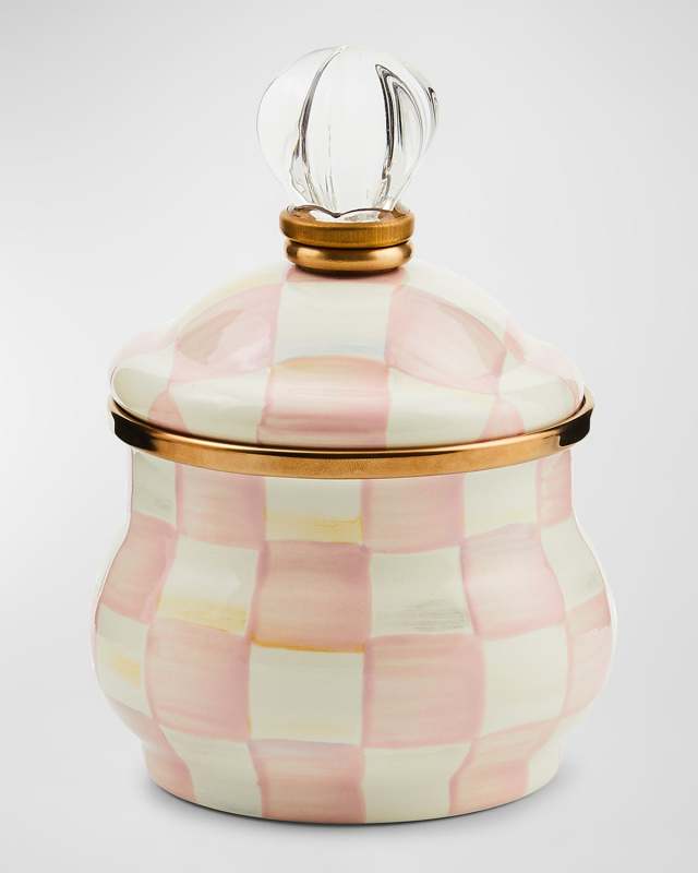 Rosy Check Enamel Lidded Sugar Bowl