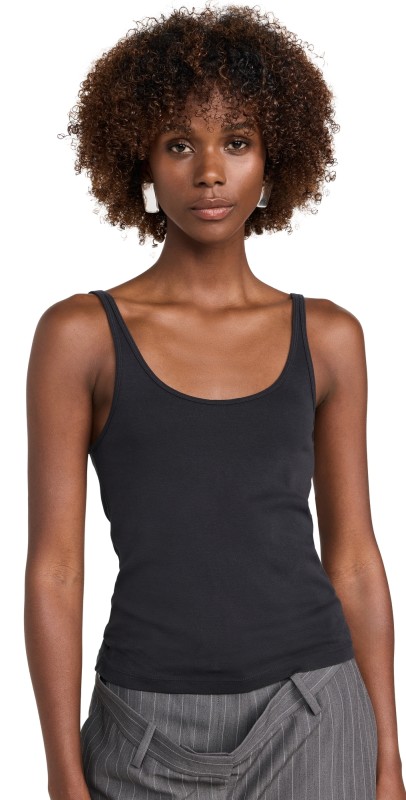 St. Agni Cotton Slim Scoop Tank Black