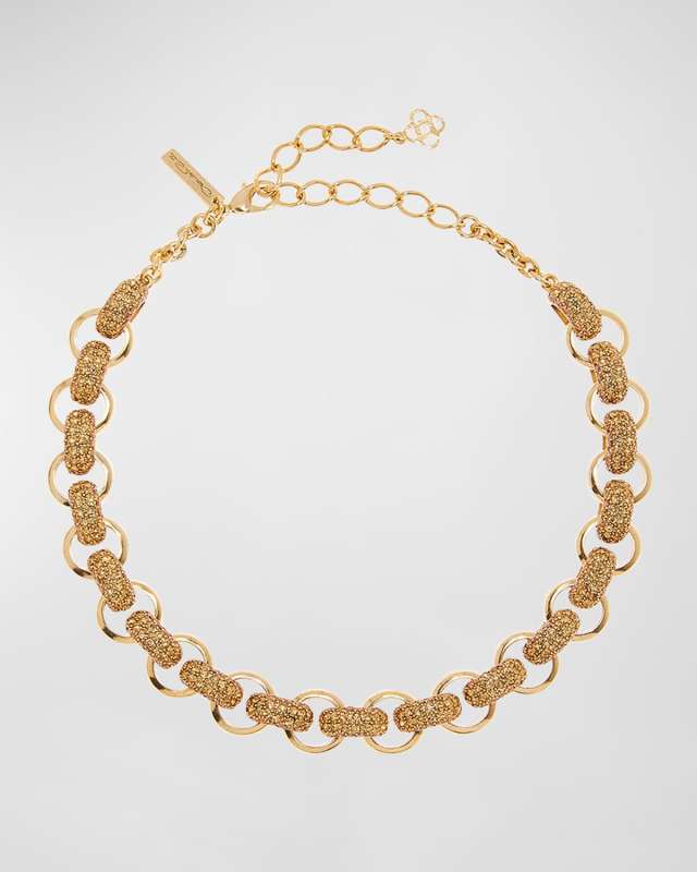 Pave Bull Horn Link Necklace