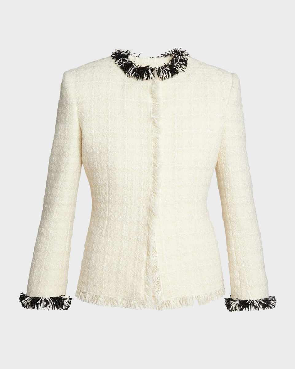 Tweed Short Jacket with Beaded Trim