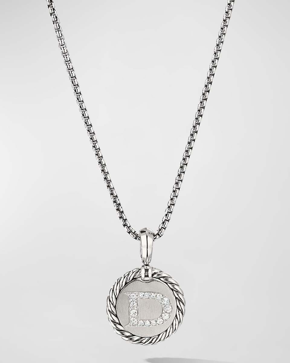 Cable Collectibles Initial Pendant with Diamonds in Silver, 28mm