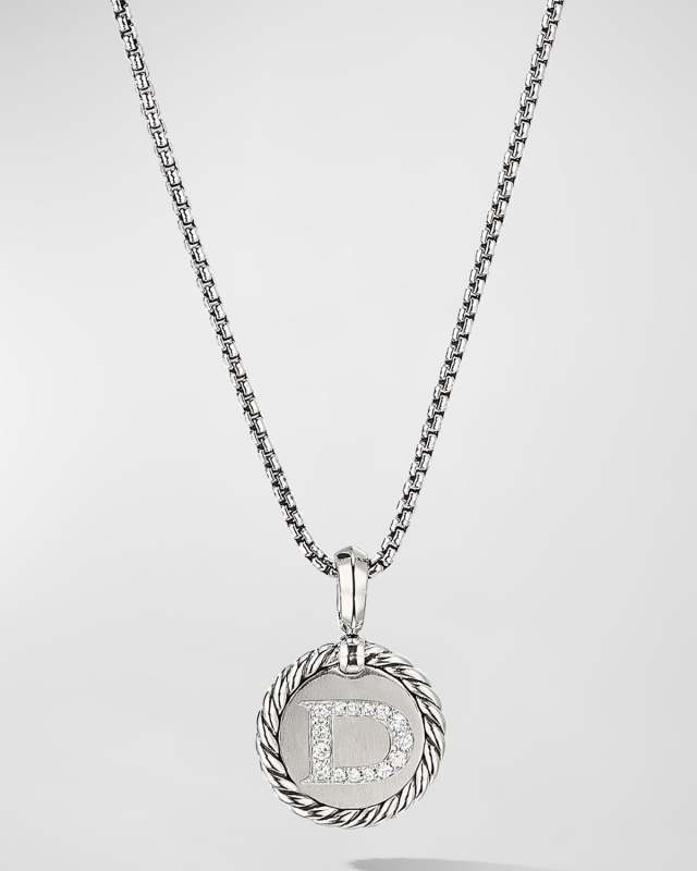 Cable Collectibles Initial Pendant with Diamonds in Silver, 28mm