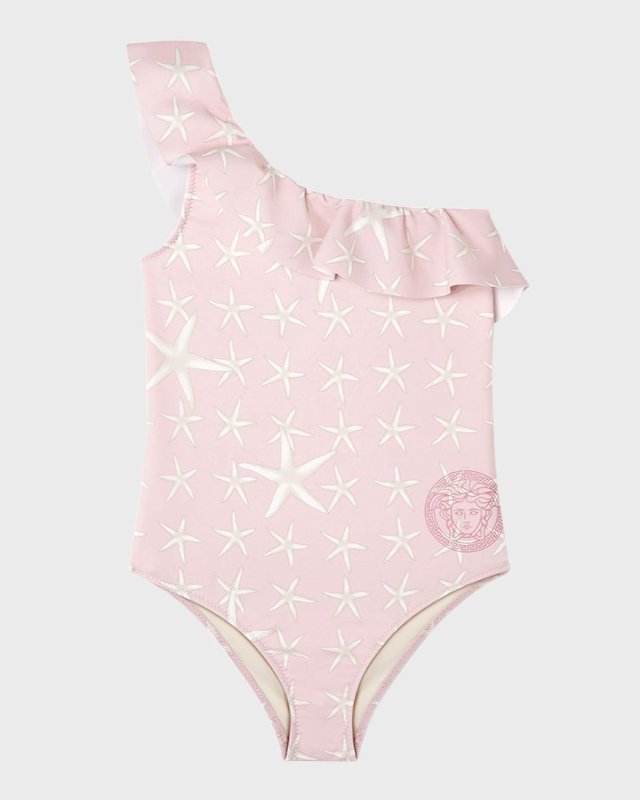 Girl's Starfish-Print One-Piece Swimsuit, Size 4-