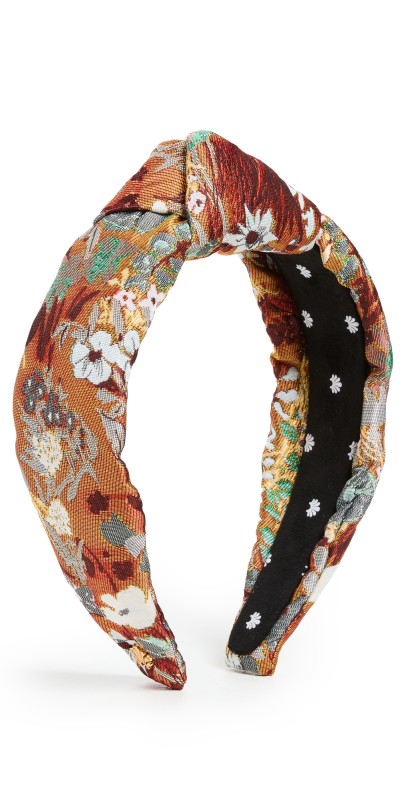 Lele Sadoughi Brocade Knotted Headband Floral Rust