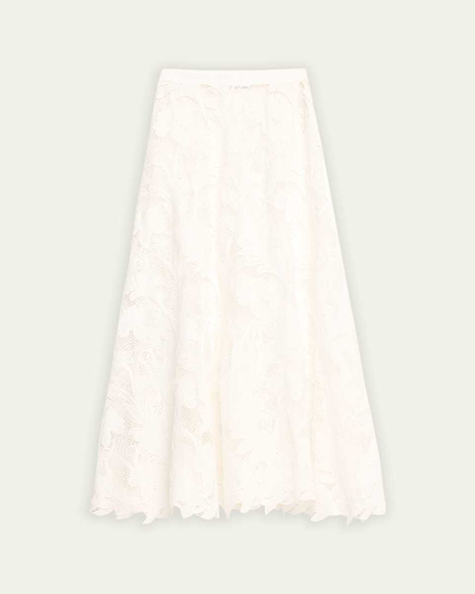 Marbled Carnation Guipure Midi Skirt