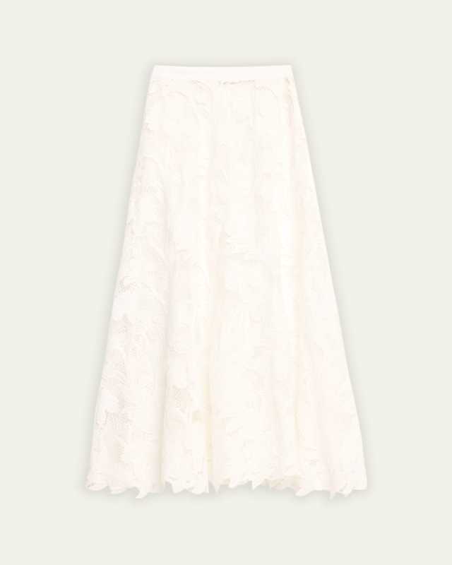 Marbled Carnation Guipure Midi Skirt