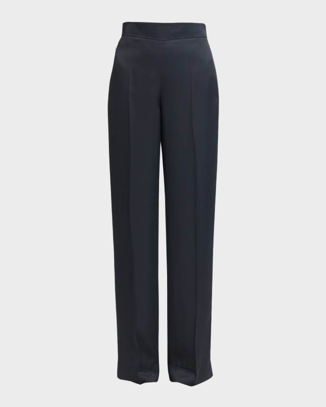 High-Rise Wide-Leg Matte Fluid Trousers