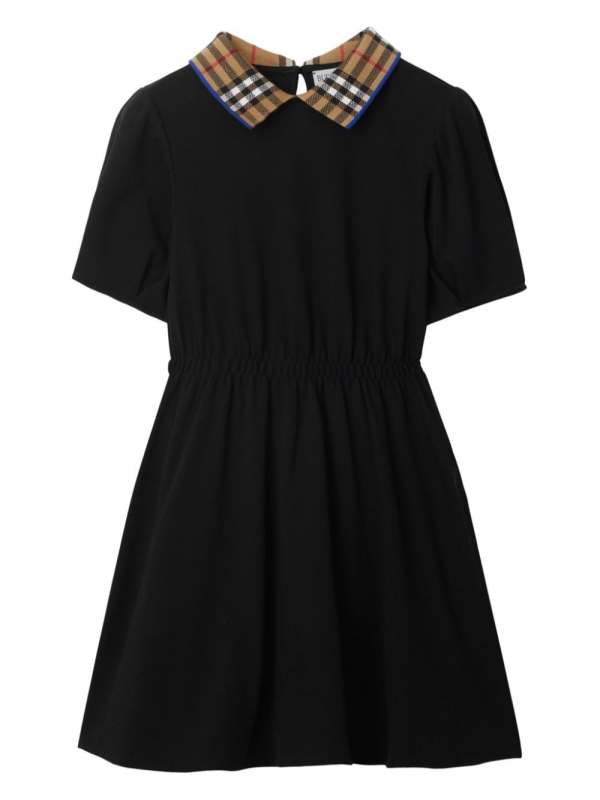 check-collar cotton polo dress
