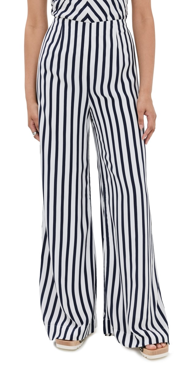 STAUD Luke Pants White/Navy Stripe