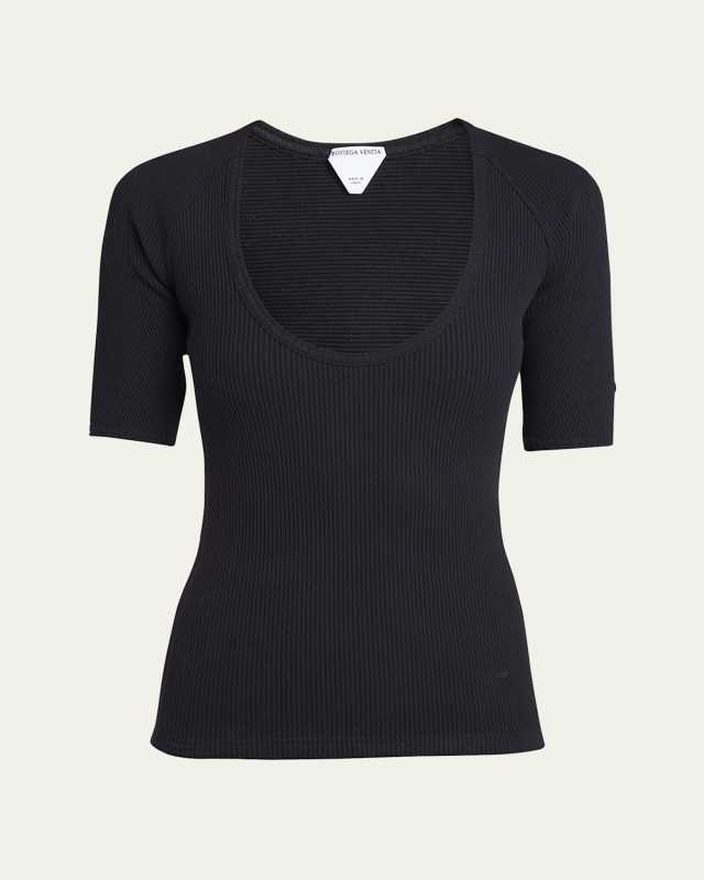 Ribbed Compact Cotton Jersey Top