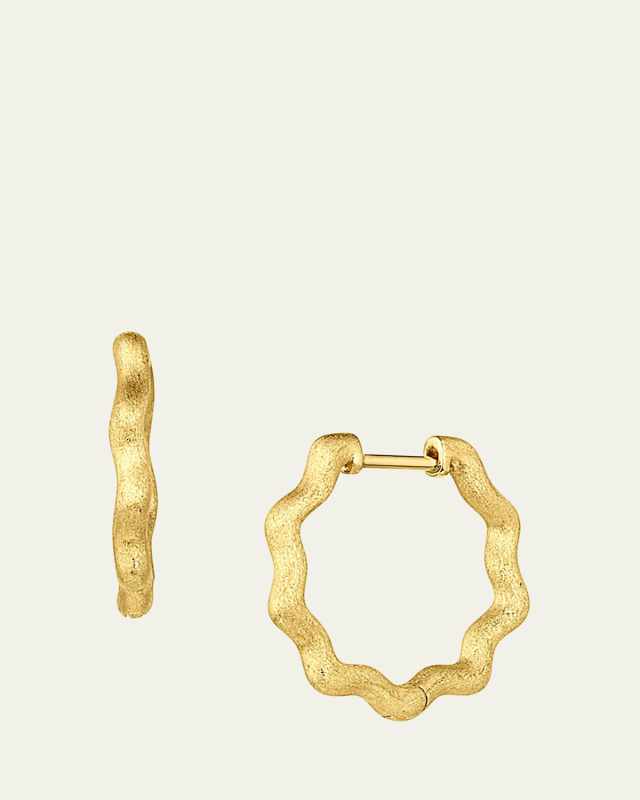 So Wavy Stardust 18K Gold Huggies, 12mm