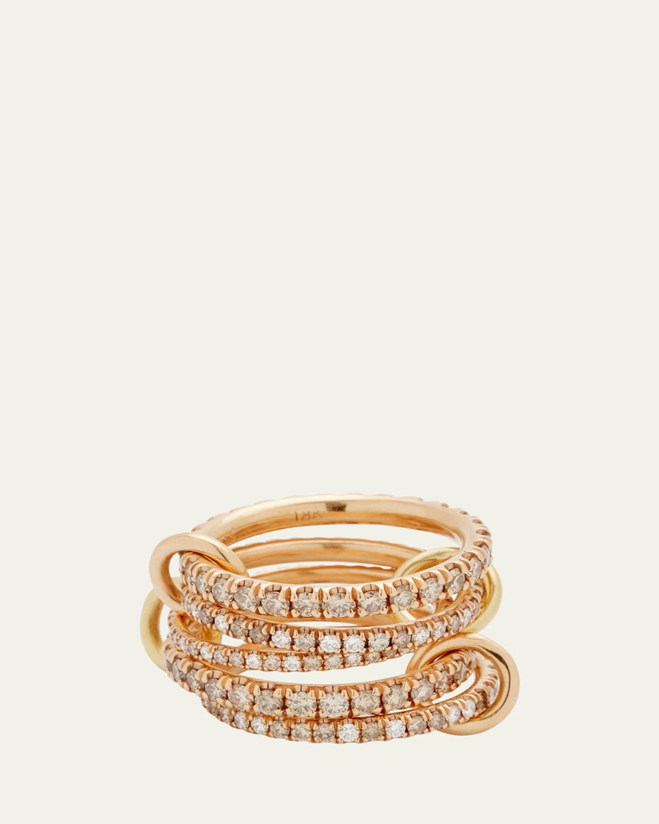 Selena 18k Rose Gold 5-Band Ring with Diamonds