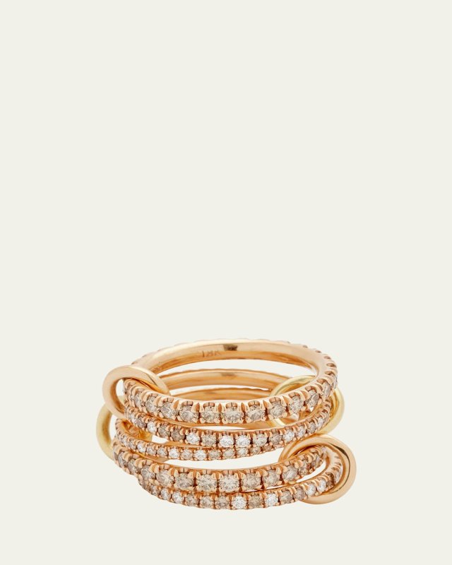 Selena 18k Rose Gold 5-Band Ring with Diamonds