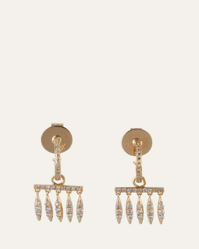 Grass Dewdrop Hoop Earrings in 18K Yellow Gold