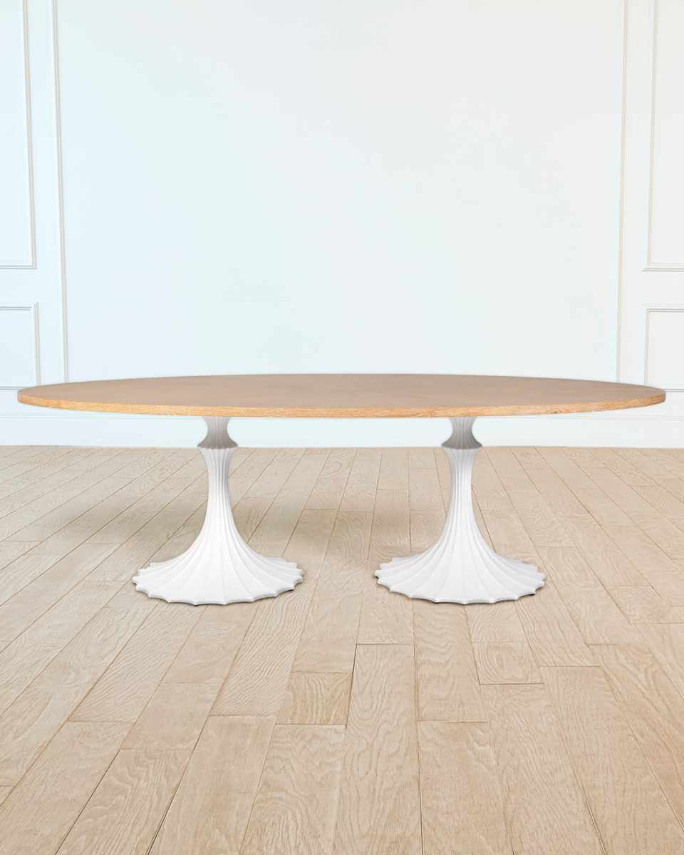 Flute Double Pedestal Dining Table, 96"