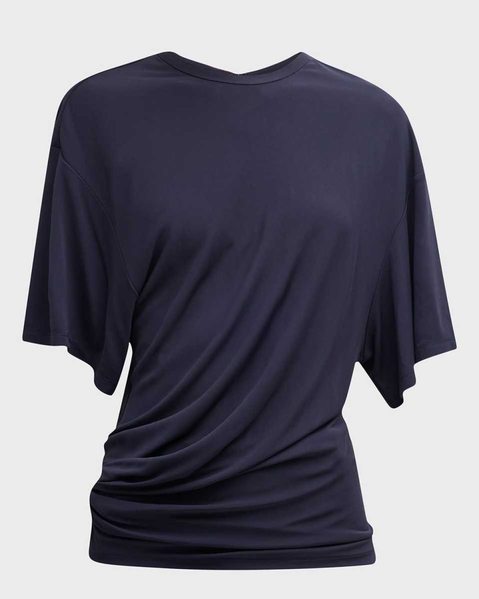 Draped Waist Short-Sleeve T-Shirt