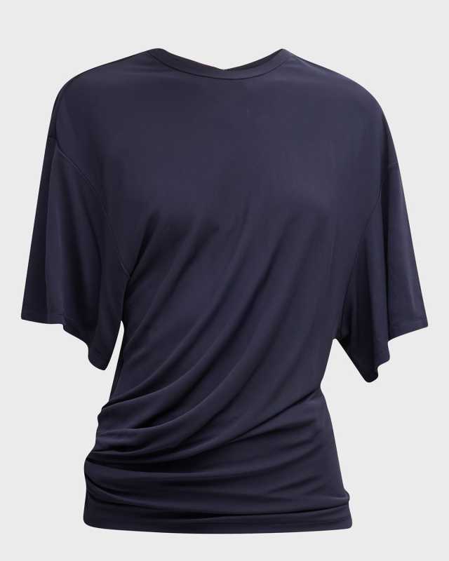 Draped Waist Short-Sleeve T-Shirt