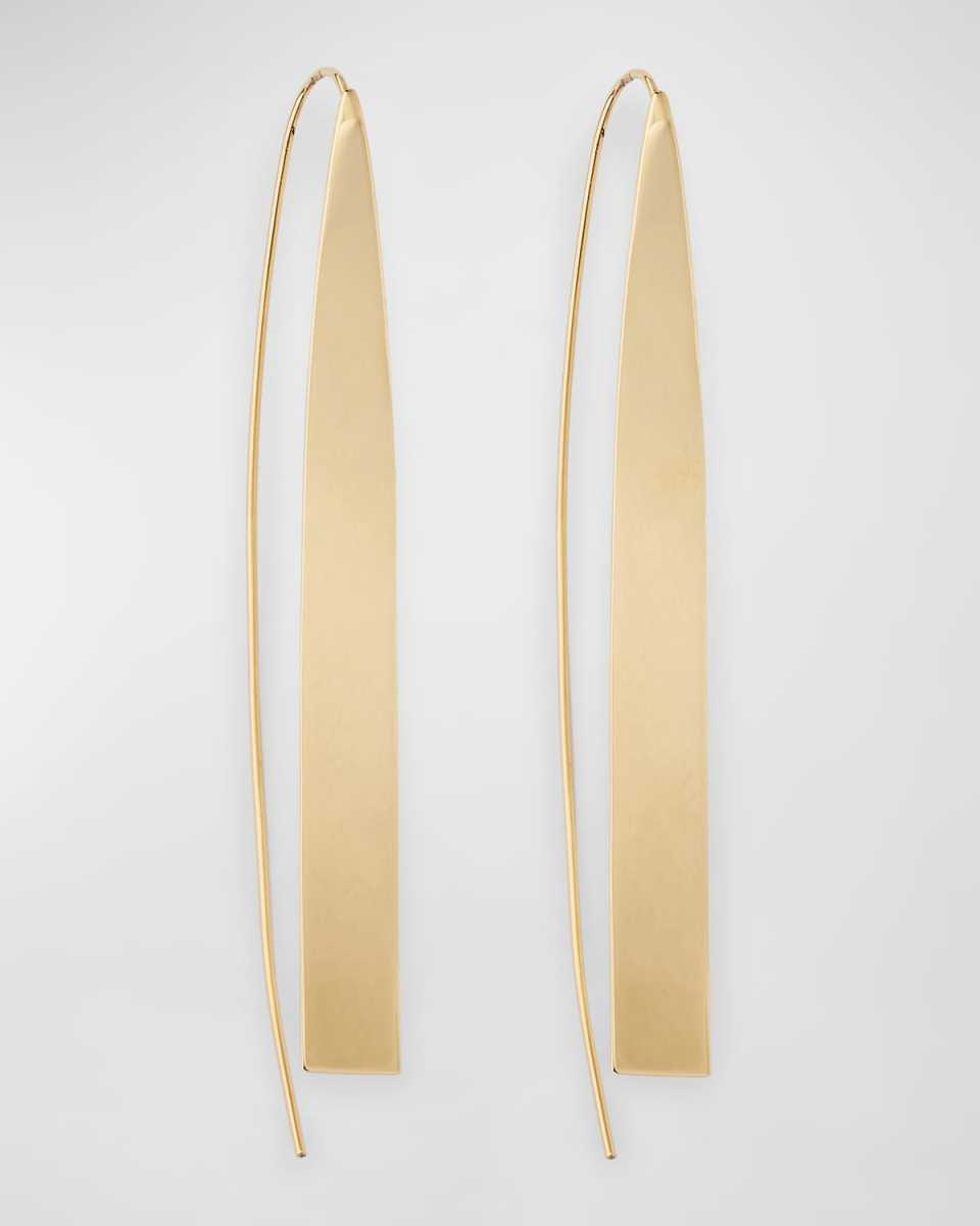 Large Narrow Flat Tag Hooked On Hoops Earrings