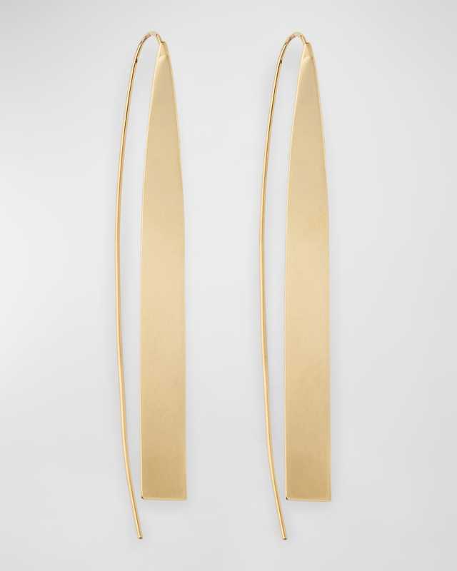 Large Narrow Flat Tag Hooked On Hoops Earrings