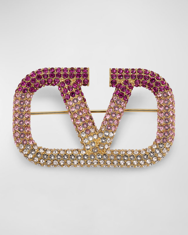 Metal Ombré Crystal Brooch