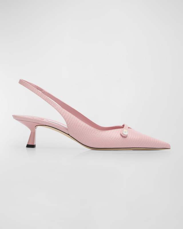 Amita Pearly-Strap Slingback Pumps