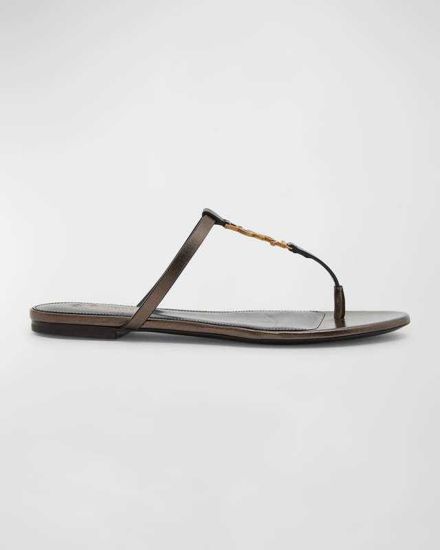 Cassandra Leather YSL Thong Sandals