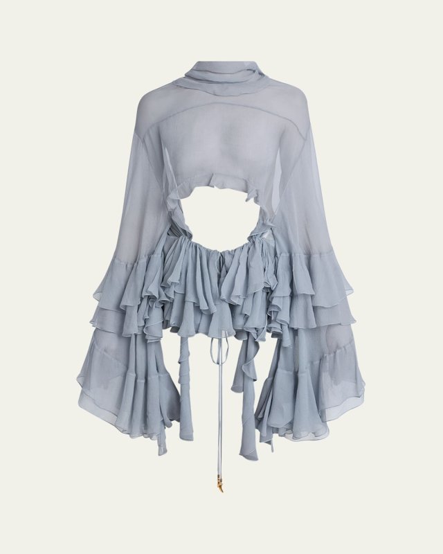 Silk Musseline Top with Ruffles