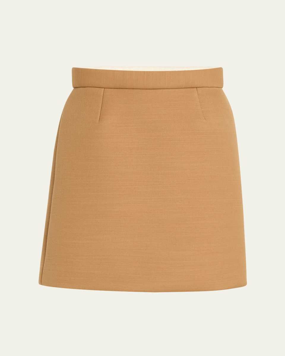 High Waisted Wool Mini Skirt