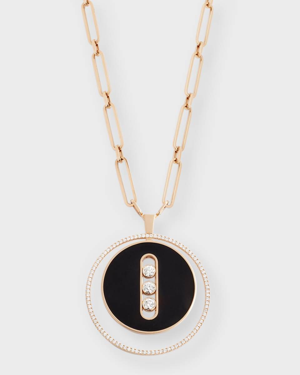 Lucky Move 18K Rose Gold & Onyx Diamond Necklace