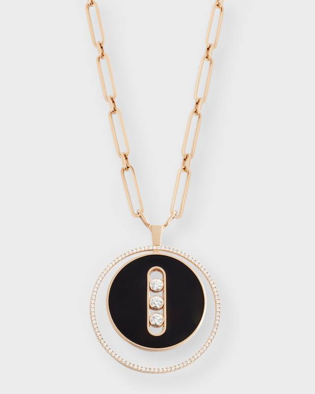 Lucky Move 18K Rose Gold & Onyx Diamond Necklace