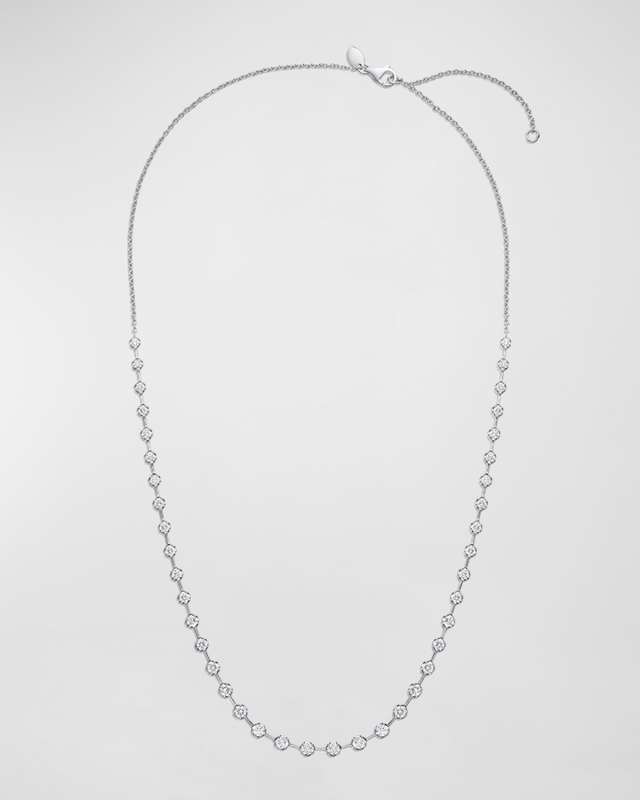 Diamond Line 18k White Gold Chain Necklace, 16-18"L, 1.96tcw