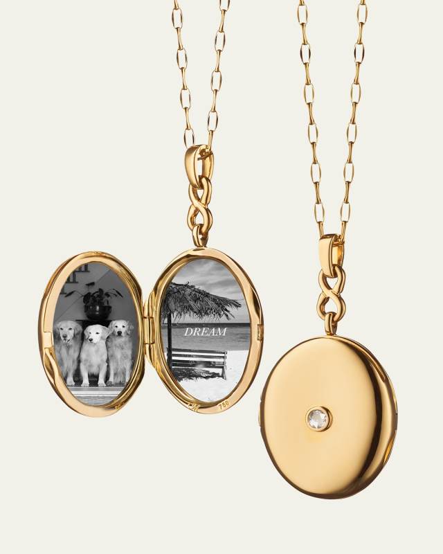 Infinity Diamond and Gold Locket Necklace