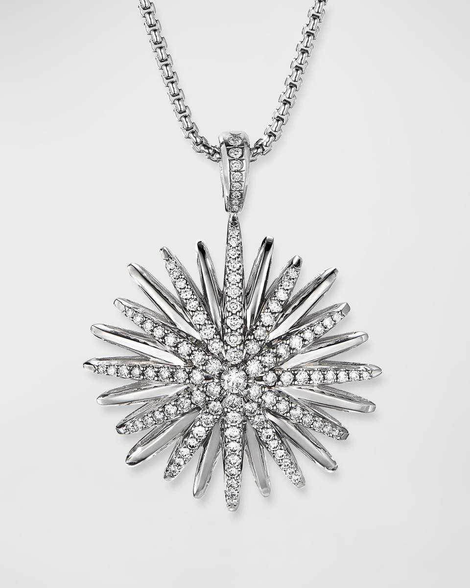 Starburst Pendant White Diamond Necklace