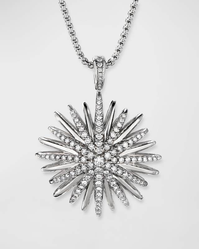 Starburst Pendant White Diamond Necklace