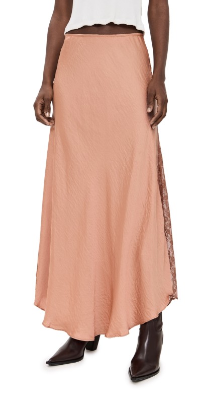 Free People Make You Mine 1/2 Slip Skirt Cafe Latte