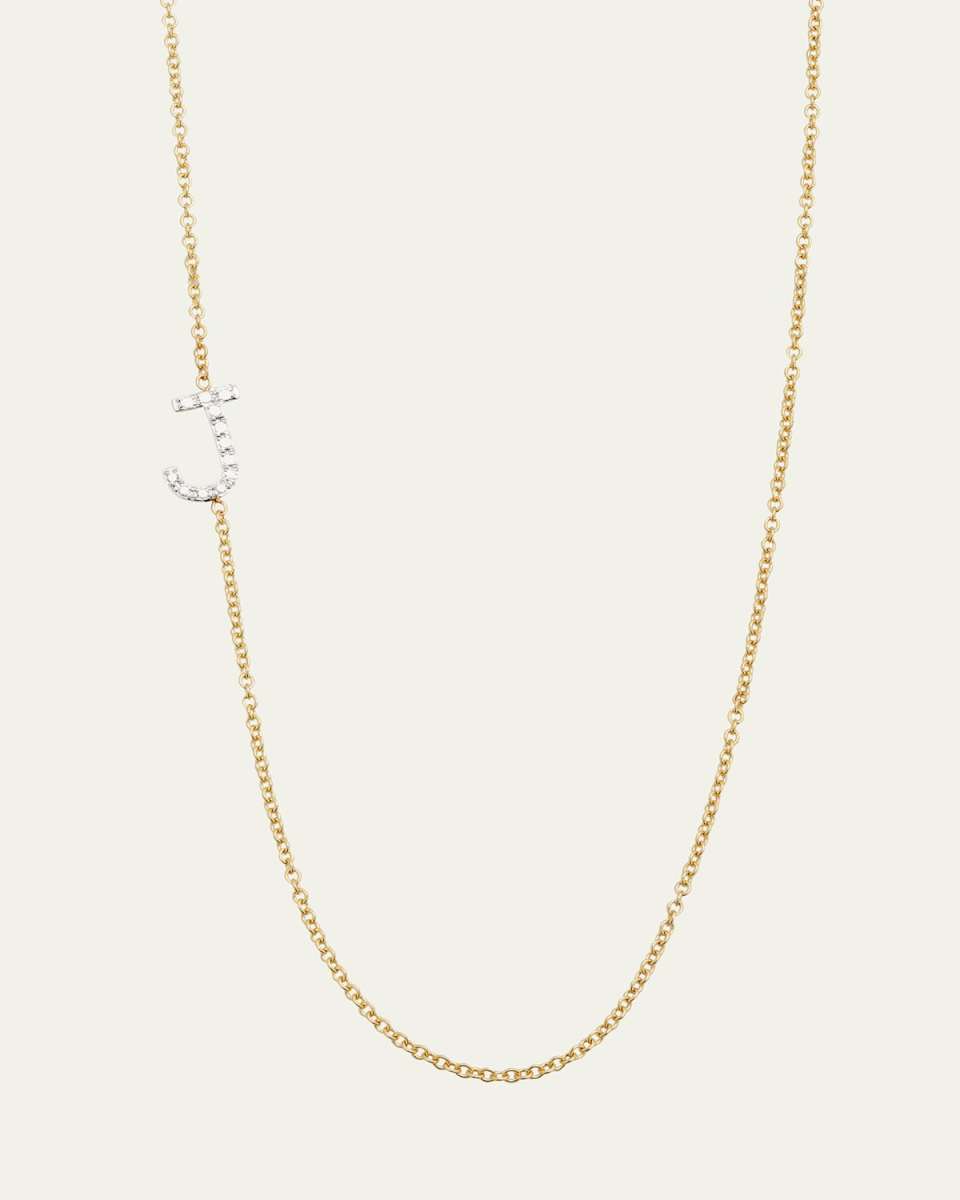 Diamond Asymmetrical Initial Necklace, J