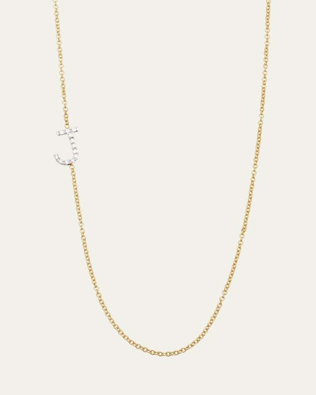 Diamond Asymmetrical Initial Necklace, J