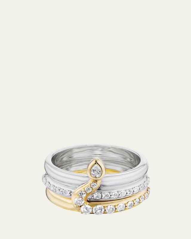 Two Tone Diamond Snake Ring