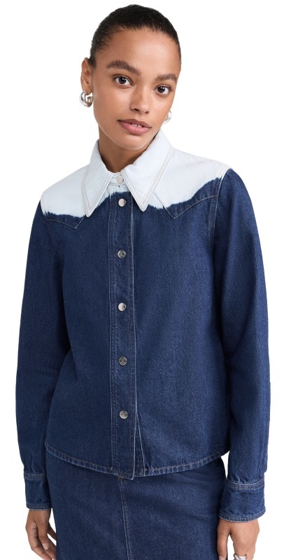 Closed Denim Western Shirt Mid Blue