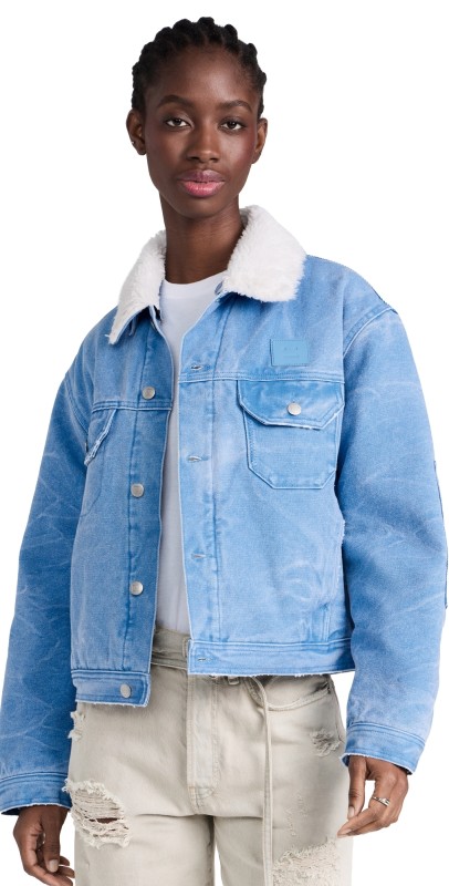 Acne Studios Orsan Patch Canvas Padded Jacket Powder Blue