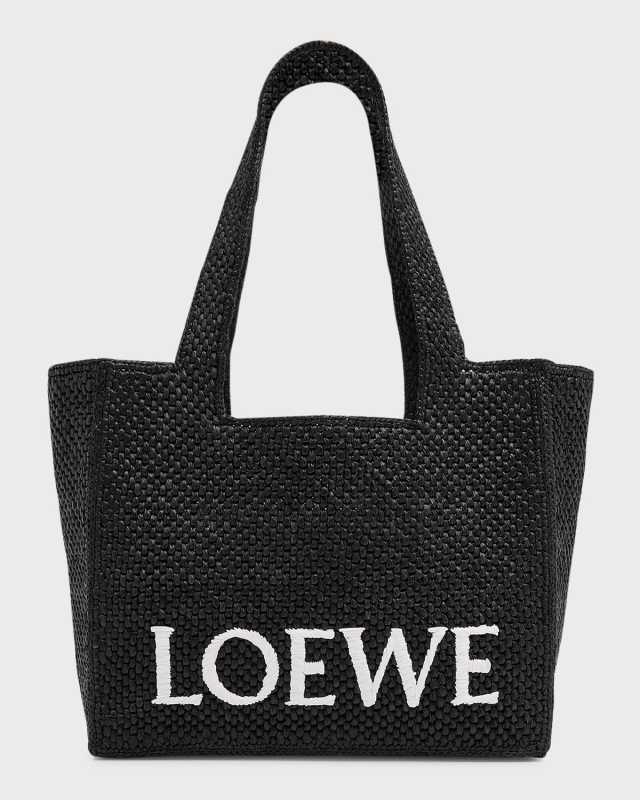 x Paula's Ibiza Logo Medium Tote Bag in Raffia