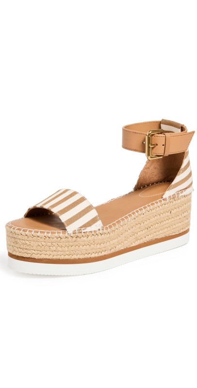 See by Chloe Glyn Flatform Espadrilles Tan