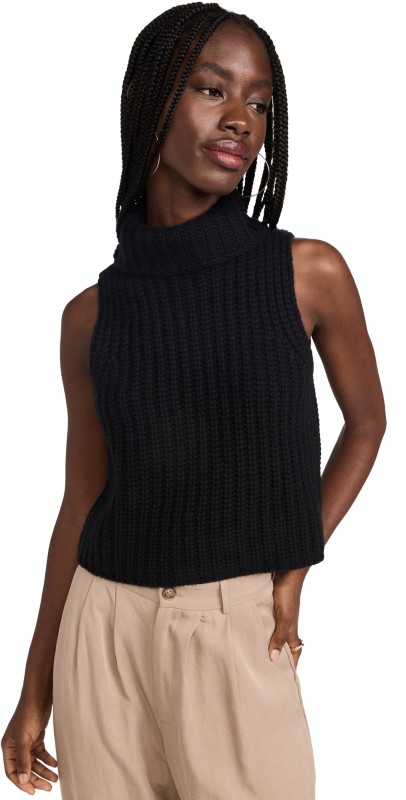 Sablyn Saige Cropped Cashmere Sweater Black