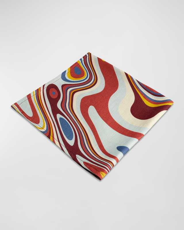 Waves Multicolor Linen Sateen Napkins, Set of 4